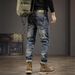 High End Slim Fit Ripped Jeans for Men Straight Leg Midweight Autumn Long Pants Retro Nostalgic Edgy Trendy Versatile_mkmklike.com