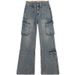 ELLE American Retro High Street Multi-Pocket Cargo Jeans For Women 2025 Autumn Winter New Frayed Design Versatile Long Pants_mkmklike.com