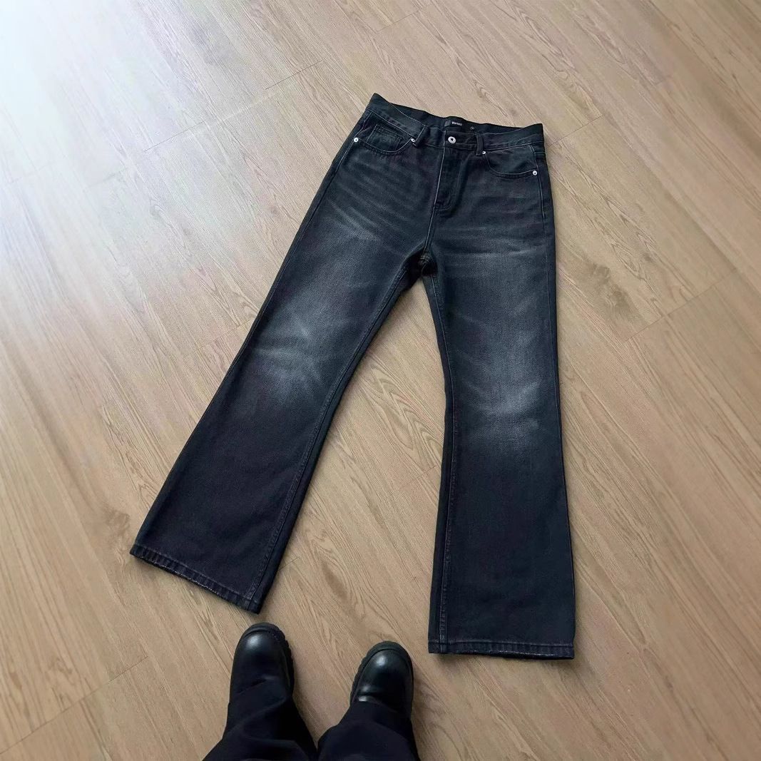 Cleanfit Vintage-Inspired Distressed Denim Jeans - Slim Straight Leg Washed Black Jeans For Men & Women, Retro Styling With Slight Flare (S/M/L/XL)_mkmklike.com