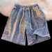 Men's Straight Leg Denim Shorts Summer Thin Style High Street Casual Trendy Brand Loose Five Point Pants_mkmklike.com