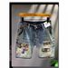 Retro High Street Fashion Loose Harem Men's Denim Shorts Trendy Ripped Patch 5 Point Pants Summer New Personality_mkmklike.com