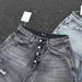 Men's Clothing Hole Loose Embroidery Washed Drape Casual Seven Point Denim Shorts_mkmklike.com
