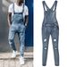 Men's Clothing Stylish Men's Suspender Denim Jumpsuit Ripped Jeans Trousers Trendy Work Wear_mkmklike.com