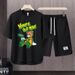 Men's Clothing 2024 Waffle Casual Summer Suit Men's Loose Teen Short sleeved T shirt Shorts Handsome Two piece Suit_mkmklike.com