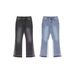 Vintage Distressed Fringe High Street Straight Leg Wide Hem Jeans for Men Retro Washed Denim Pants with Splatter Paint Design_mkmklike.com