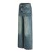 American Style Washed Denim Straight-Leg Casual Loose Men's Vintage Distressed Wide-Leg Versatile Dad Pants_mkmklike.com