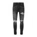 Men's Clothing Men's Smoky Grey Jeans With Ripped Knees And Hot Diamond Patches, Stretchy, Slim Fit And Stylish_mkmklike.com
