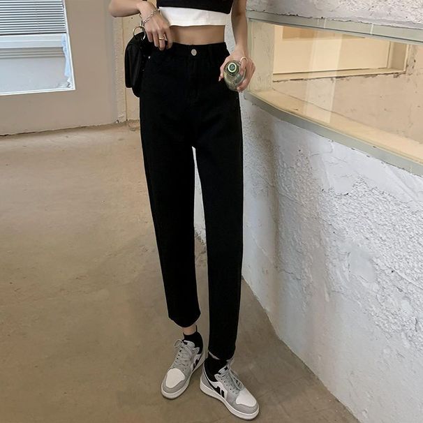 Women's High Waist Straight Leg Jeans 2024 Fall Trendy Loose Fit Wide Leg Flared Pants With Stretchy Comfort_mkmklike.com
