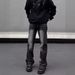 Vintage Washed Black-Grey Slim Fit Bootcut Jeans For Men - High Street Vibe, Straight Leg, Stretch Denim Pants_mkmklike.com