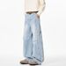 Washed Jeans Men's Straight Loose Deconstruction Scimitar Wide Leg American High Street Pants Trendy Brand Ruffian Handsome Splicing Trousers_mkmklike.com