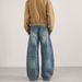Men's Clothing Men's Retro Barn Style Washed Distressed Straight Leg Jeans Tie Dye Wide Leg Pants Curved Knife Loose Fit_mkmklike.com