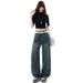 2026 Spring New Style Starry Rhinestone American Retro Straight Wide-Leg Jeans For Women, Loose High-Waisted Slimming_mkmklike.com