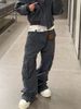 American Vibe Retro Street Function Sle Men's Straight Leg Bell Bot Casual Long Pants Multiple Kets Workwear Jeans_mkmklike.com