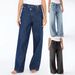 Women's Casual Straight Leg Jeans Asymmetrical Button Detailing Fashion Denim_mkmklike.com