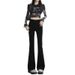 ELLE Black Flared Jeans For Women 2026 New High Waist Petite Slim Fit Slimming Bootcut Pants Spring Autumn_mkmklike.com