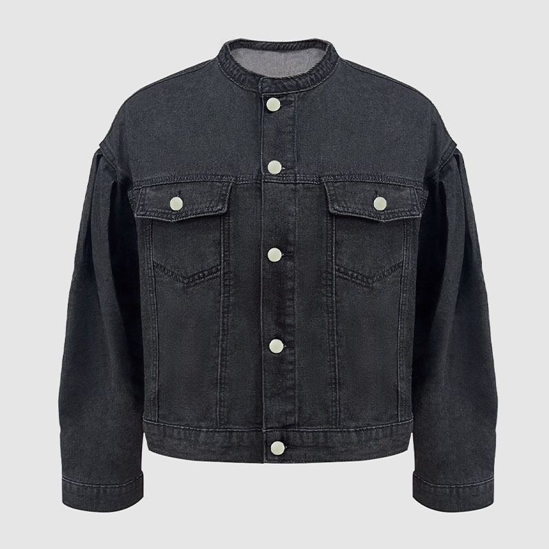 Men's Washed Denim Jacket – Slim-Fit Cropped Casual Coat With Zip Detailing (S-XXL)_mkmklike.com