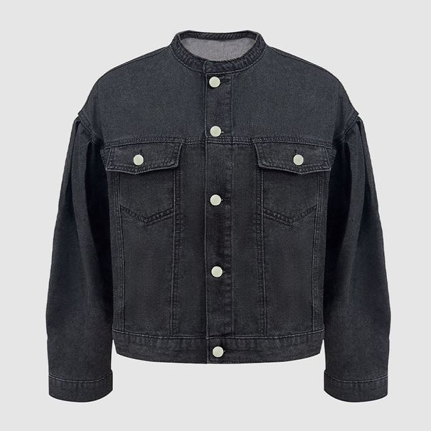 Men's Washed Denim Jacket – Slim-Fit Cropped Casual Coat With Zip Detailing (S-XXL)_mkmklike.com