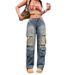 Women's Clothing Women's Relaxed Fit Straight Leg Jeans | Classic Blue Washed Denim | Comfortable Cotton Blend | Casual & Office Wear_mkmklike.com
