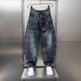 Men's Light Blue Washed Denim Jeans - Loose Fit Casual Streetwear Harem Pants For Spring & Summer Relaxed Fit Design_mkmklike.com