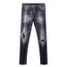 Men's Trendy Ripped Skinny Jeans Distressed Black Gray Washed Slim Fit mid Waist European American Street Style Long Cotton Jeans_mkmklike.com