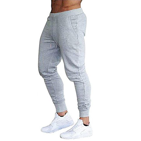 Solid color slim sports for men's tight fitting leggings, fitness running youth casual pants_mkmklike.com