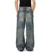 Men's Retro Blue Nevada Washed Vintage Style Jeans Loose Straight Leg Casual Wide Leg Trousers_mkmklike.com