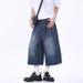 Men's Washed Retro Denim Shorts Summer Thin Loose Straight Leg High Street Style Trendy And Cool Cropped Pants_mkmklike.com