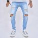 Men's Clothing Jeans Trend Casual Ripped Slim Fit Small Foot Stretch Men's Pants Selfie_mkmklike.com