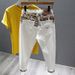 High End Jeans For Men's Korean Trendy Instagram Embroidery Print Reward Light Luxury Fashion Casual Pants_mkmklike.com