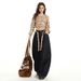 American Style Black Gold Scimitar Street Jeans For Women, Autumn And Winter New High Waist Loose Slimming Wide Leg_mkmklike.com