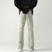 Men's Slim Fit Straight Leg Jeans Washed Yellow Mud Dyed High Street Trendy Brand American Retro Vibe Slightly Flared Pants_mkmklike.com