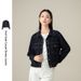 Chicco Xinge Autumn Dark Blue Denim Women's 2025 New Small Short Versatile Regular Shoulder Jacket Top_mkmklike.com