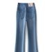Light Blue High-Waisted Slim Fit Flared Jeans For Women Casual Style Horseshoe Pants Spring Autumn New Hot Trend_mkmklike.com