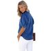 K New Arrival Versatile Princess Sleeve Turn-Down Thin Denim Shirt Casual Top For Women_mkmklike.com