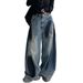 American Retro Splatter-paint Curved-cut For Men, Unique Design, Versatile, Wide-leg, Loose, Stylish, Cool Jeans,_mkmklike.com