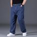 Autumn And Winter Jeans Men's Loose Straight Tube Plus Fat Plus Size High Waist Fat Pants_mkmklike.com