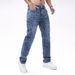 Men's Slim Fit Stretch Jeans With Embroidered Detailing - Classic Blue Denim Pants For Casual Wear_mkmklike.com