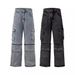 Men's Clothing High StreetStyle Multi Pocket Zipper Splicing Detachable Denim Overalls For Men And Women Trendy Loose Wide Leg Trousers_mkmklike.com