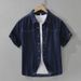 Retro Denim Short Sleeved Shirt, Fashionable And Versatile, Artistic And Casual Loose Top, Men's Clothing_mkmklike.com