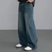 Retro Washed Loose Fit Straight Leg Jeans Midweight Softener Stretch Blue Jeans for Men And Women Perfect for Spring_mkmklike.com