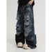 High Street Inkjet Hole Jeans For Men And Women Summer 2025 New Heavy Washed Handsome Street Wide Leg Pants_mkmklike.com