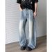 Men's Deconstructed Wide-Leg Jeans – 2025 Retro Washed Denim Pants With High Street Aesthetic, Relaxed Straight Fit (S-3XL, 14 Colors)_mkmklike.com