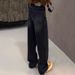 ELLE Black Slim Straight Jeans For Women 2025 New Spring Autumn Thin Plus Size High Waist Slimming Floor-Length Pants_mkmklike.com