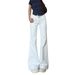 White Flared Jeans For Women, New Elastic Versatile High Street Style, High-waisted Slimming Wide-leg Bootcut_mkmklike.com