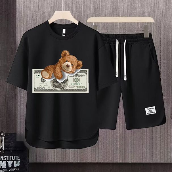 Men's Clothing 2024 Waffle Casual Summer Suit Men's Loose Teen Short sleeved T shirt Shorts Handsome Two piece Suit_mkmklike.com