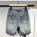Men's Casual Embroidered Patch Denim Shorts - Relaxed Fit Straight Leg Mid-Length Summer Hip-Hop Style_mkmklike.com