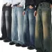 Jeans Men Wide Leg Long Pants Denim Pants Loose Casual Regular Straight Pants ONE Line Splice Button Bag Autumn Winter 2025_mkmklike.com
