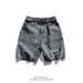 Men's Clothing Straps Washed Distressed Denim Shorts Men's Summer Hip Hop Loose Casual Workwear Shorts_mkmklike.com