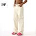 EF JEANS | 2024 New American Solid Color Large Pocket Overalls Light Apricot Casual Loose Straight Jeans_mkmklike.com