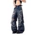 Wasteland Feng Shui Washed Old Ripped Scimitar Pants Wide Jeans Men's Autumn American Design Sense Casual Loose Trousers_mkmklike.com